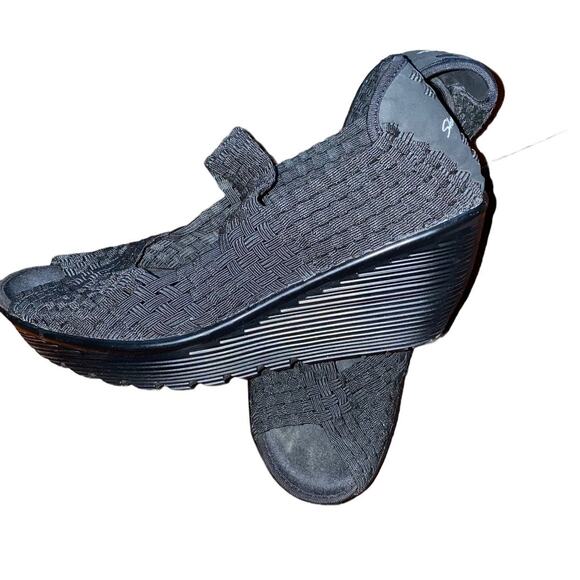 Skechers Walking Platform Slip on Mary Jane Open Toe Shoes Black size 8.5 - Picture 10 of 11